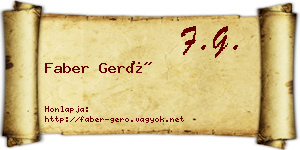 Faber Gerő névjegykártya